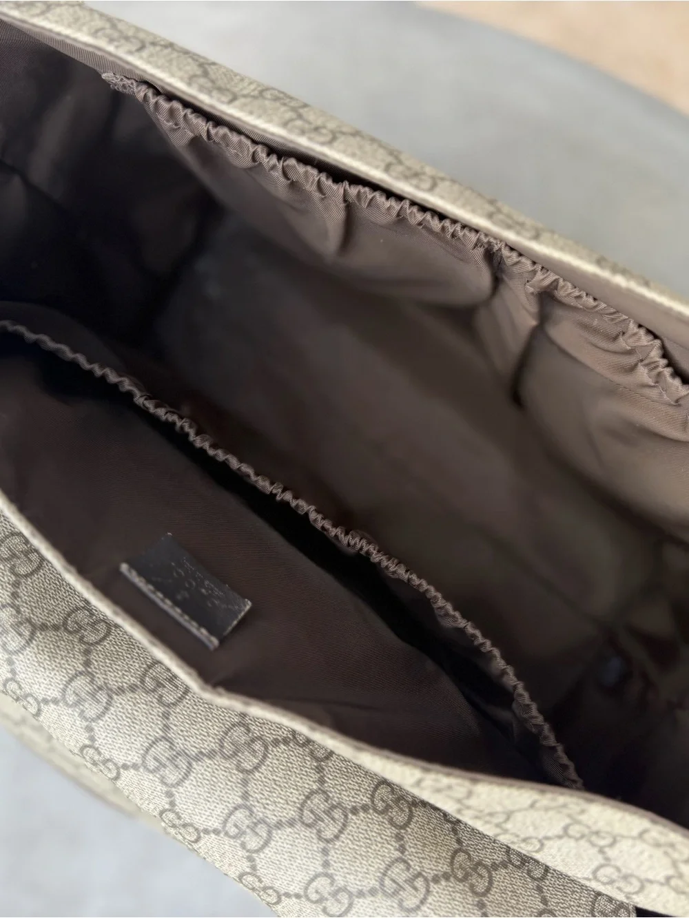 Gucci Brown | GG Plus Monogram Baby Messenger Diaper Bag
